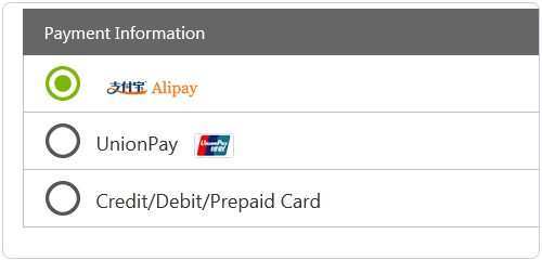 域名主机空间使用银联卡付款
